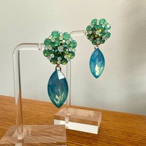 Blue & Green Rhinestone Earrings